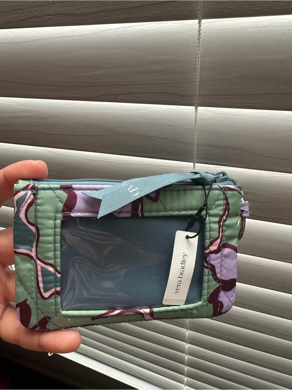 Vera Bradley Essential Quilted Floral Lilly Pad Zip ID Case Wallet - New